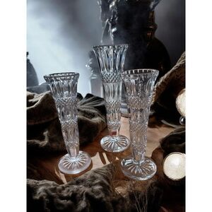 Set of 3 Vintage West Germany Vase Hand Cut Lead Crystal Vase Golden Crown E & R